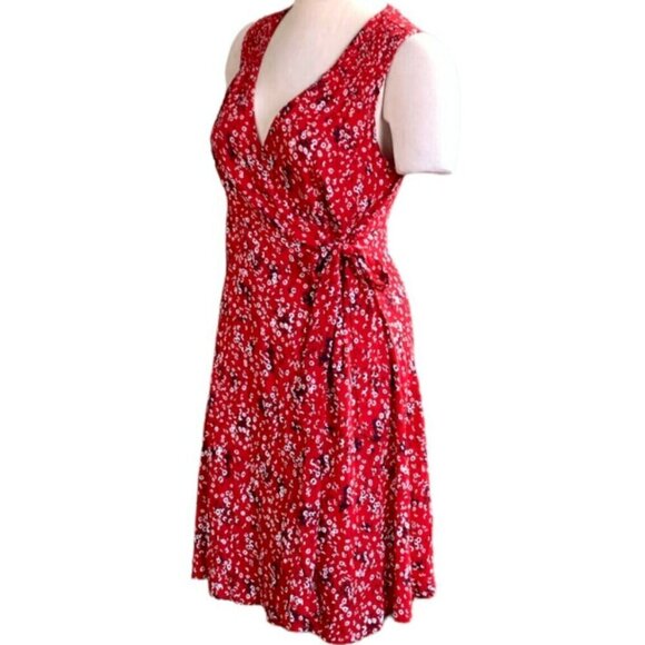 Universal Thread Sleeveless Wrap Dress Ditsy Floral Red Sz S #310E - Picture 5 of 9